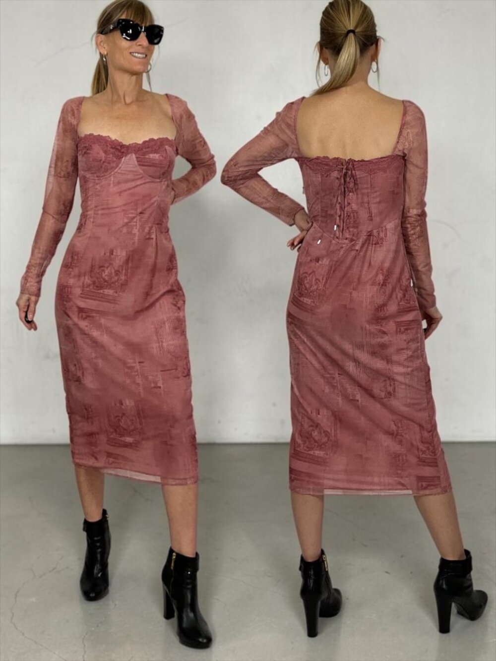 House OF CB Seraphina Corset Dress L Pink Print Bodycon